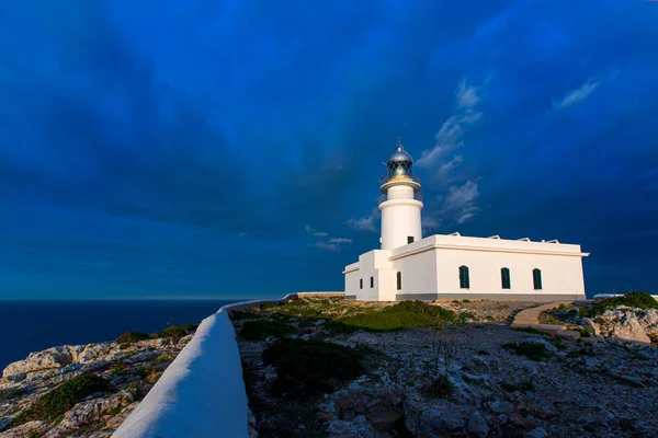 Menorca zonsondergang in faro de caballeria vuurtoren — Stockfoto