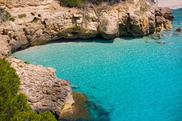 Cala Mitjana y Mitjaneta in Menorca Ciutadella at Balearic — Stock Photo, Image