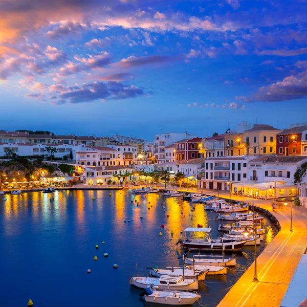 Calasfonts Cales Fonts Port coucher de soleil à Mahon aux Baléares — Photo