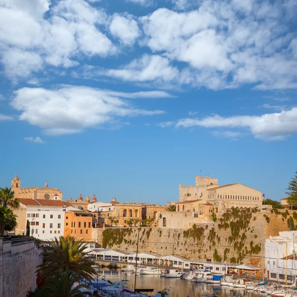 Ciutadella Menorca Port town hall and cathedral — Stock Photo, Image