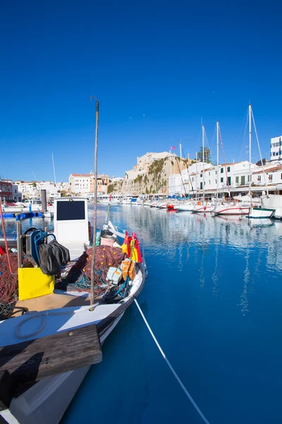 Ciutadella Marina de Minorque Vue sur le port Hôtel de ville — Photo