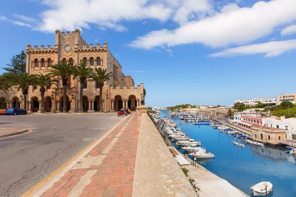 Ciutadella Menorca City Hall and Port in Ciudadela — стоковое фото