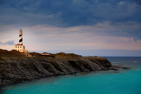 Cap de Favaritx sunset lighthouse cape in Mahon — Stock Photo, Image