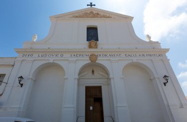 Menorca Sant Lluis white mediterranean church in Balearic clipart