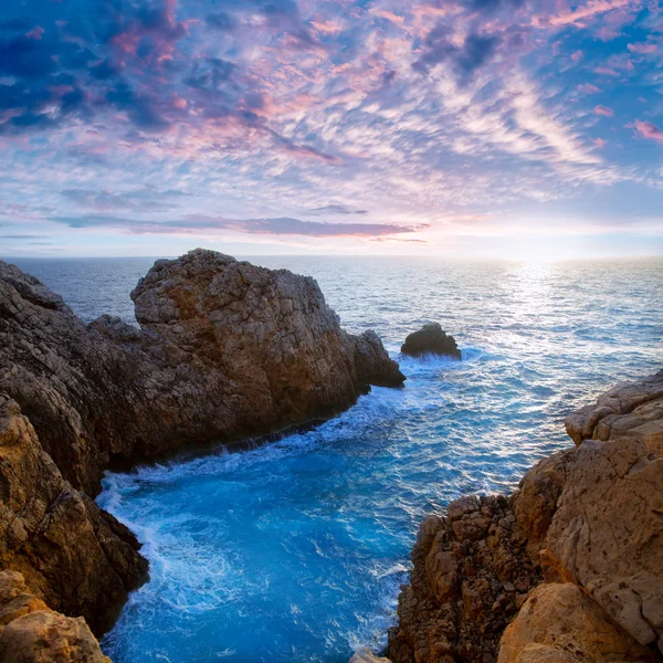 Menorca Punta Nati pôr do sol nas Ilhas Baleares — Fotografia de Stock