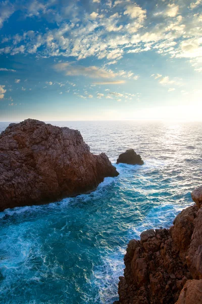 Menorca Punta Nati pôr do sol nas Ilhas Baleares — Fotografia de Stock