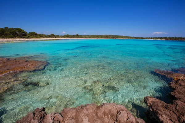 Menorca Son Saura beach in Ciutadella turquoise Balearic — Stock Photo, Image
