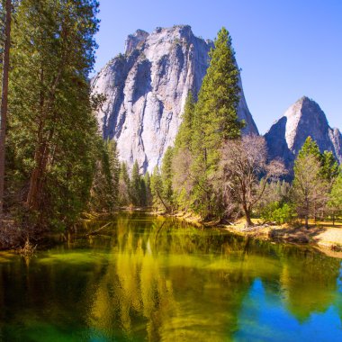 Yosemite Merced River and Half Dome in California clipart