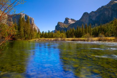 Yosemite merced river el capitan ve yarım kubbe