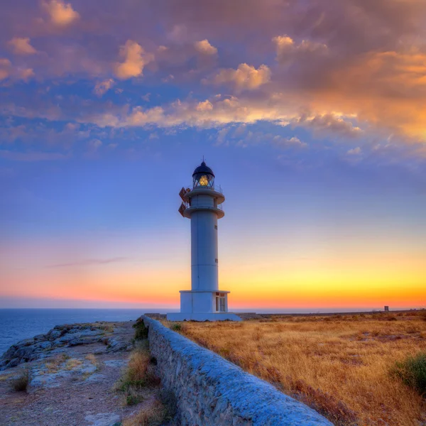 Formentera západ slunce v barbaria majáku — Stock fotografie