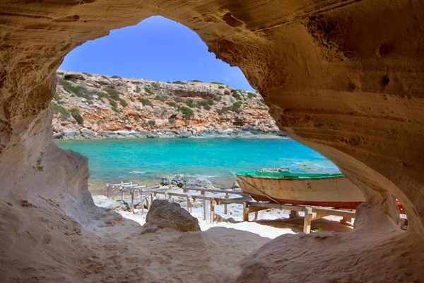 Formentera Cala en Baster nas Ilhas Baleares de Espanha — Fotografia de Stock