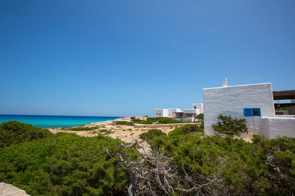 Es calo de san Agustin Beach white houses in Formentera — Stock Photo, Image