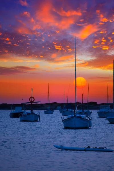 Formentera sunset at Estany des Peix lake — Stock Photo, Image