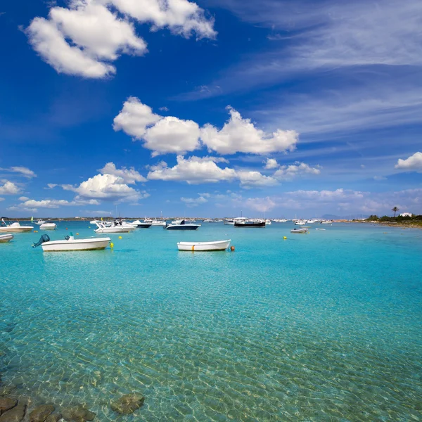 Formentera estany des peix tó csónakokat — Stock Fotó