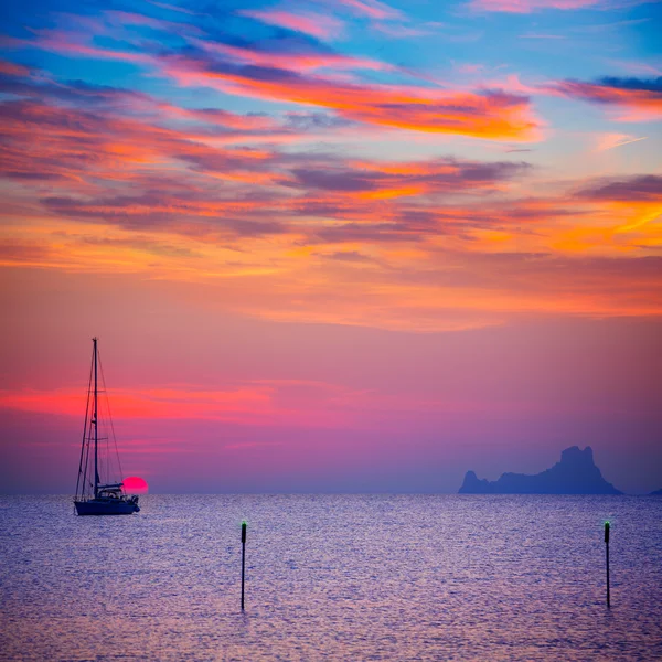 Ibiza sunset sun view from formentera Island — Stock Photo, Image