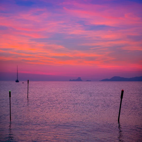 Ibiza vista sul tramonto dall'isola di formentera — Foto Stock
