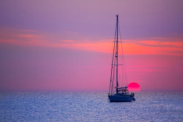 Ibiza zonsondergang zon uitzicht vanaf formentera eiland — Stockfoto