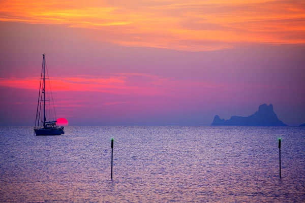 Ibiza solnedgång solen Visa från ön formentera — Stockfoto