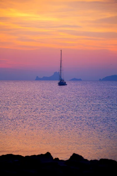 Zachód słońca Ibiza z wyspa formentera — Zdjęcie stockowe
