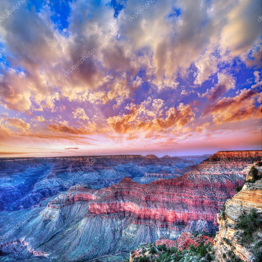 Coucher de soleil Arizona Parc national du Grand Canyon Mother Point US image libre de droit par