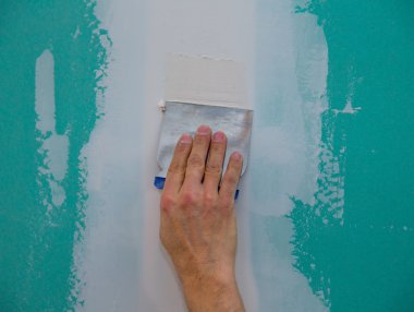 drywall hydrophobic plasterboard trowel plastering seam clipart