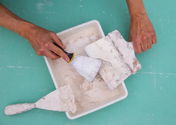 Platering verktyg för gips som plaste murslev spatel — Stockfoto