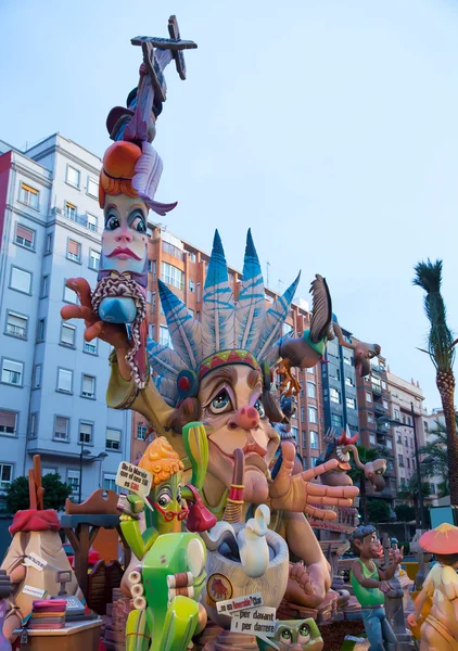 Fallas is a popular fest in Valencia Spain figures will be burne — Stock Photo, Image