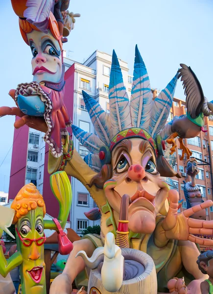 Fallas is a popular fest in Valencia Spain figures will be burne — Stock Photo, Image