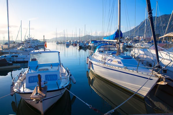 Denia marina boten in alicante valencia provincie Spanje — Stockfoto