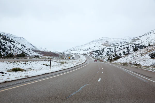 Nas śnieg i 15 międzystanowej drogi Zasypani w Nevadzie — Zdjęcie stockowe