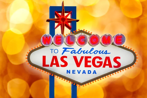 Welcome to Fabulous Las Vegas sign blurred highlights — Stock Photo, Image