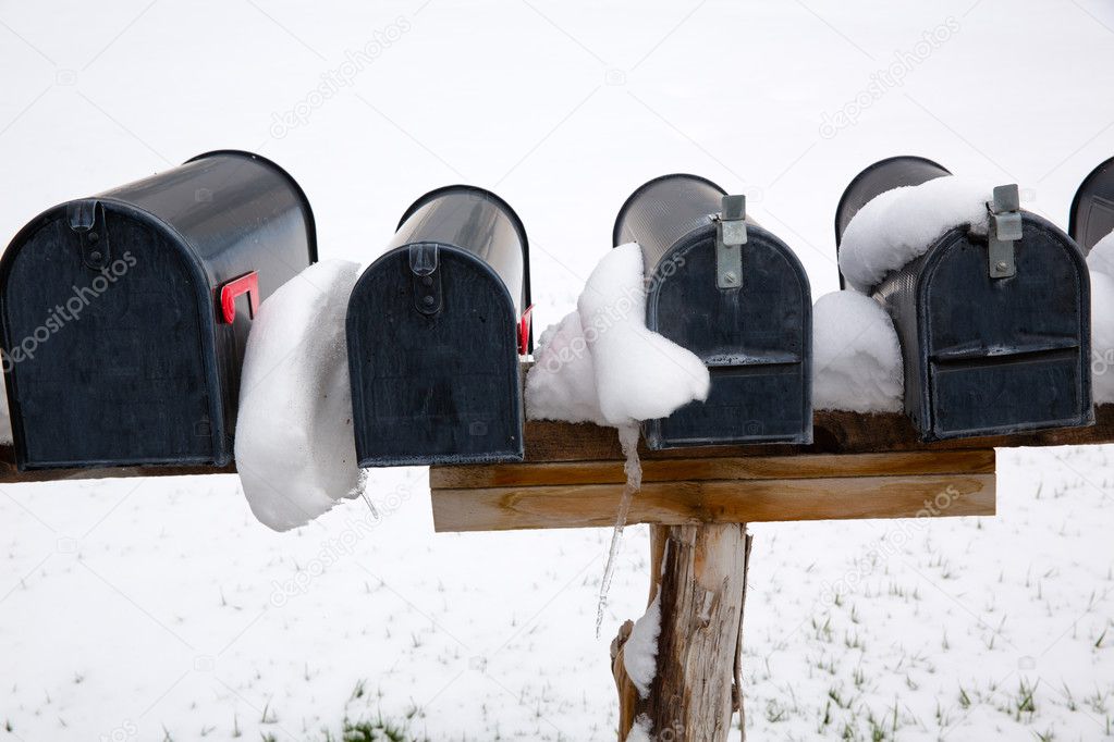 Nevada USA mailboxes with snow