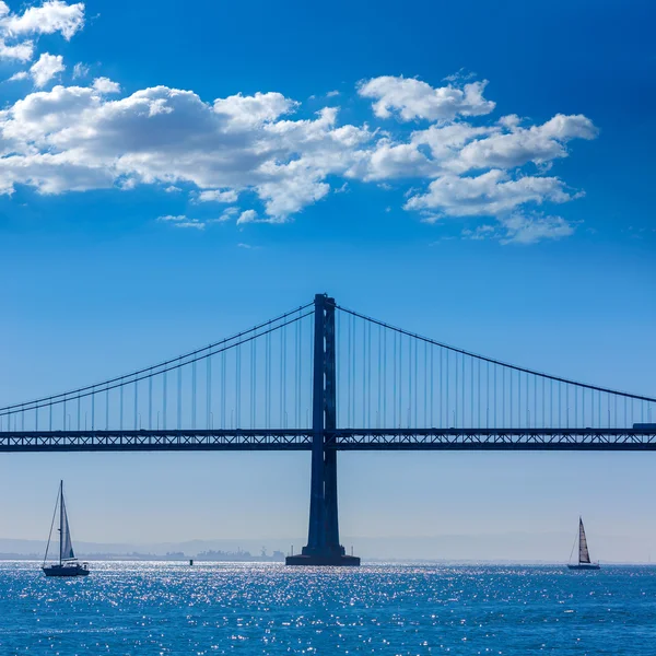 San Francisco Bay bridge sailboat from Pier 7 California — Stock Photo, Image