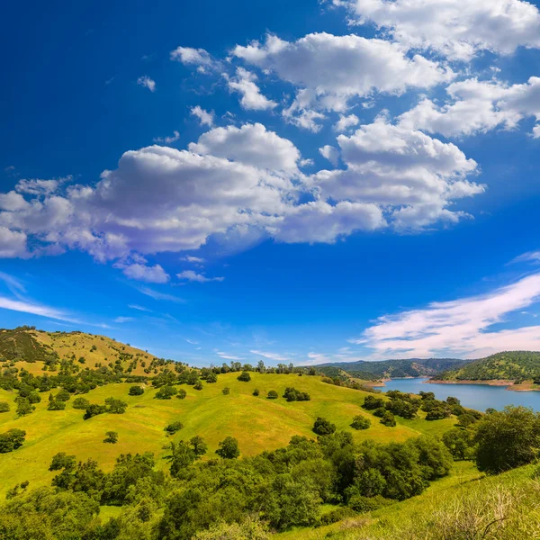 California rét hegy és tó egy kék ég tavaszi — Stock Fotó