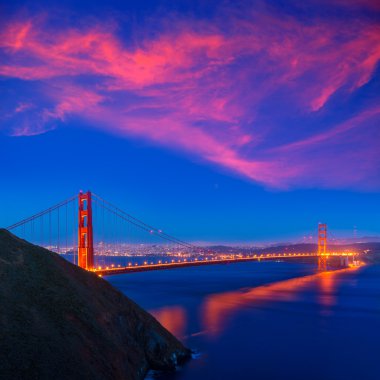 Golden gate Köprüsü san francisco günbatımı Kaliforniya
