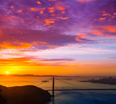 Golden Gate Bridge San Francisco sunrise California clipart