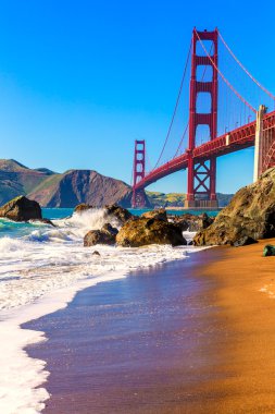 San Francisco Golden Gate Bridge Marshall beach California clipart