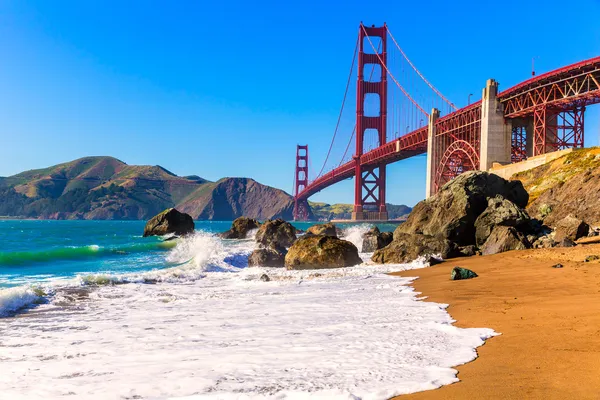 San Francisco Golden Gate Bridge Marshall beach California Stock Image