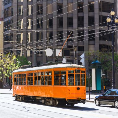 Pazar sokak Kaliforniya'daki san francisco teleferik tramvay