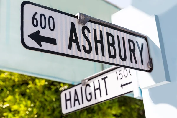 San francisco haight ashbury ulica znak skrzyżowania w Kalifornii — Zdjęcie stockowe