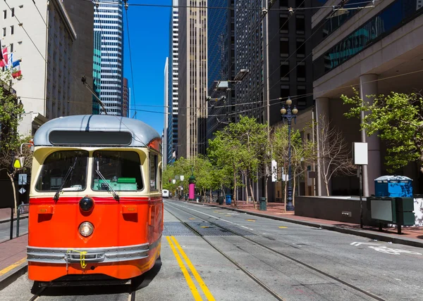 San francisco lanová tramvaj v tržní ulici Kalifornie — Stock fotografie