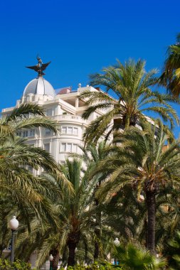 Alicante la explanada binaları Valencia plam ağaçları ile