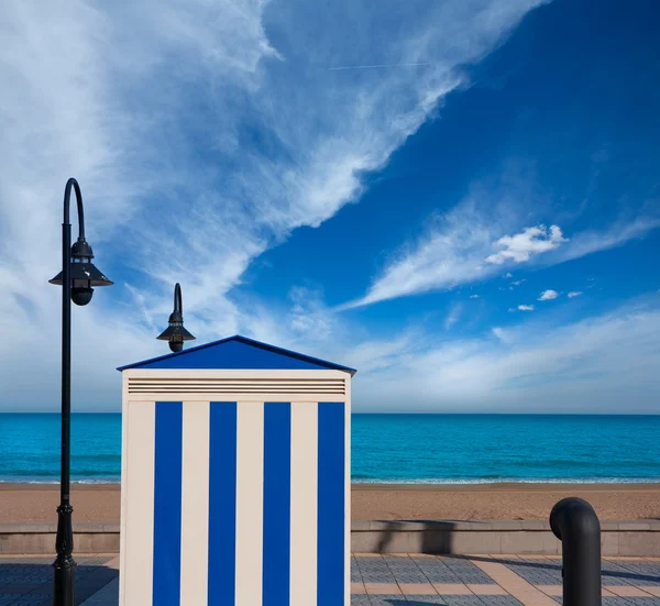 Benicasim in Castellon Benicassim beach stripes at Mediterranean — Stock Photo, Image
