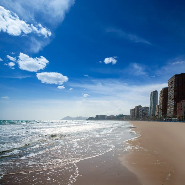 Benidorm Alicante edifícios de praia e Mediterrâneo — Fotografia de Stock