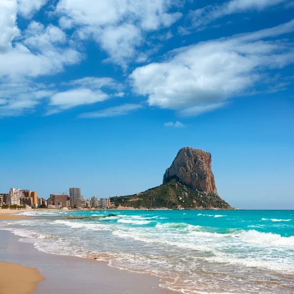 Calpe Alicante Arenal Bol beach with Penon de Ifach — Stock Photo, Image