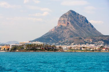 Javea Xabia port marina with Mongo mountain in Alicante clipart