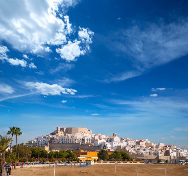 peniscola Kalesi ve plaj castellon, İspanya
