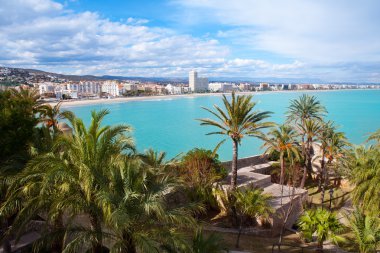 peniscola Köyü ve Plajı havadan görünümü castellon, İspanya