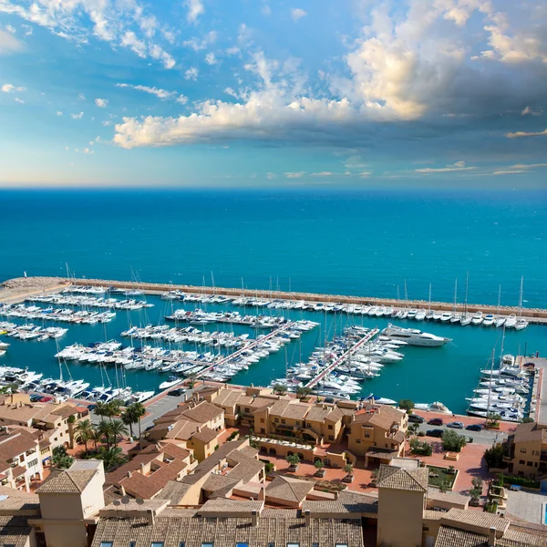 Alicante Moraira club nautico marina havadan görünümü — Stok fotoğraf