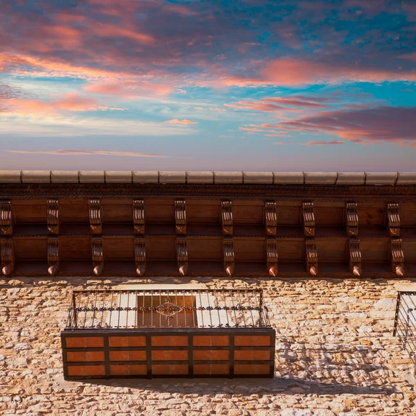 Morella en Maestrazgo fachadas del pueblo castellón — Foto de Stock